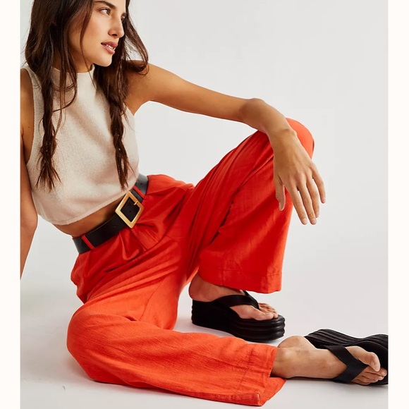Free People Free In You Pull On Trousers in orange - Picture 2 of 5